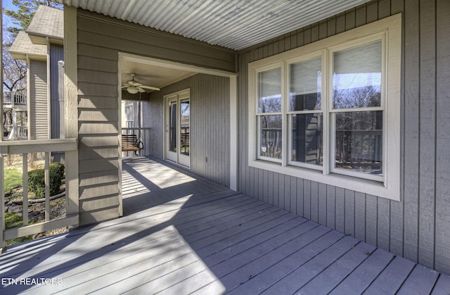 deck featuring a ceiling fan