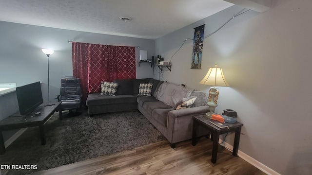 living room with hardwood / wood-style flooring