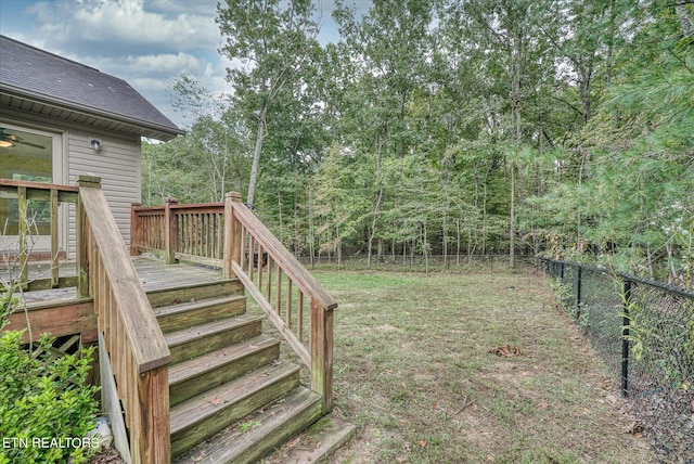 view of yard featuring a deck