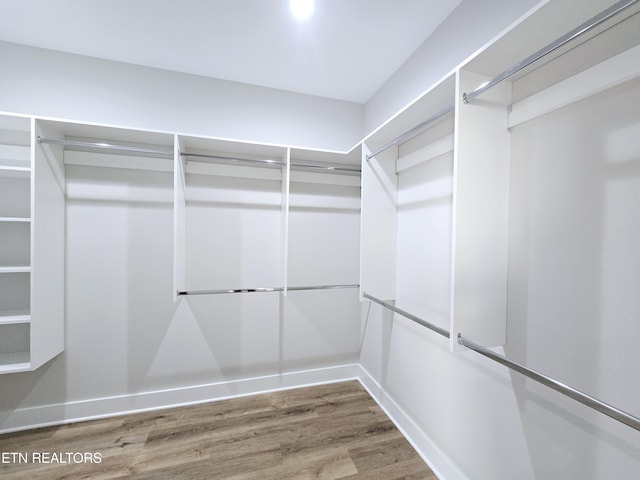 spacious closet with wood finished floors