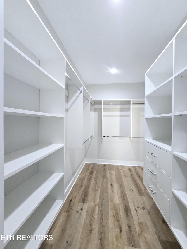 spacious closet with wood finished floors