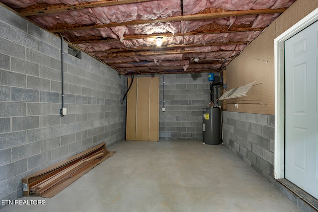 basement with electric water heater