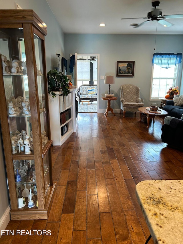 hall with dark hardwood / wood-style floors