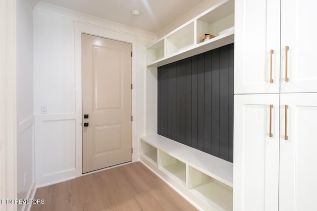 mudroom featuring light wood-style flooring