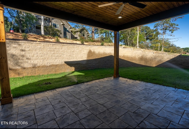 view of patio / terrace with a ceiling fan