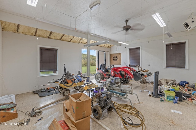 misc room with ceiling fan