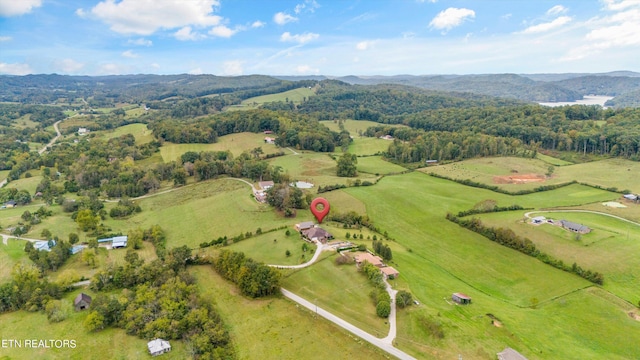 drone / aerial view with a rural view