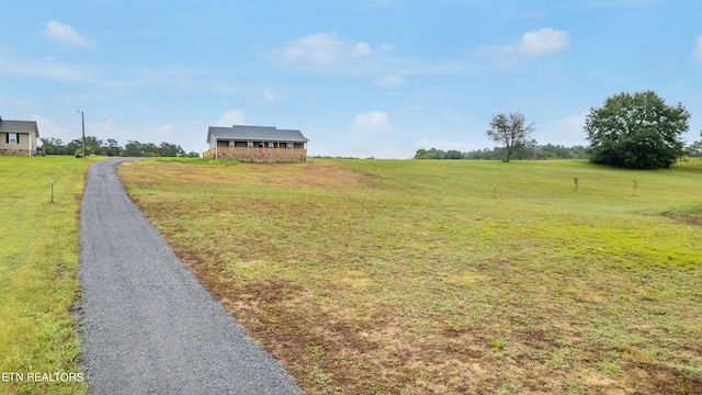 view of yard with a rural view