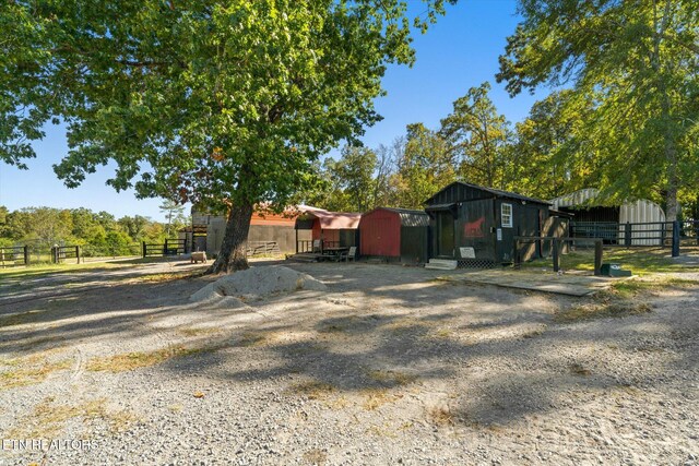 exterior space with a storage unit