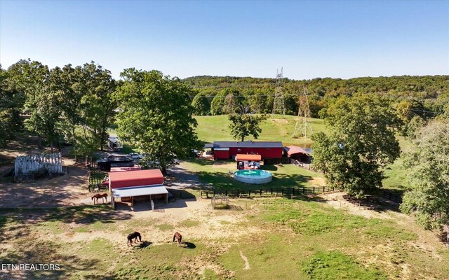 bird's eye view with a rural view