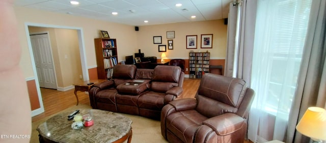 living room with light wood-type flooring