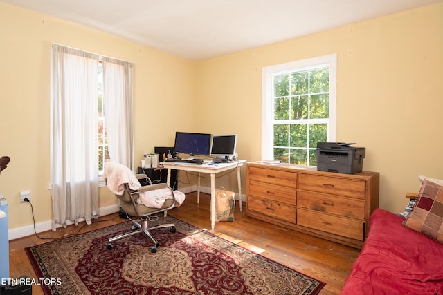 office with hardwood / wood-style floors