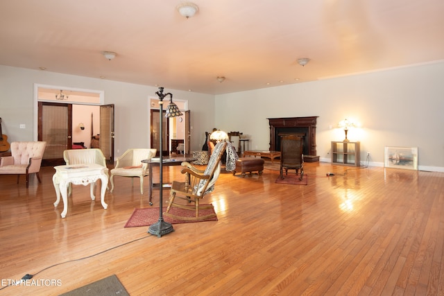 living room with hardwood / wood-style floors