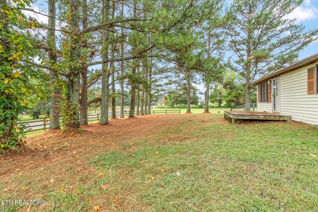 view of yard featuring a wooden deck