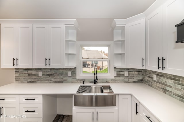 kitchen with white cabinetry