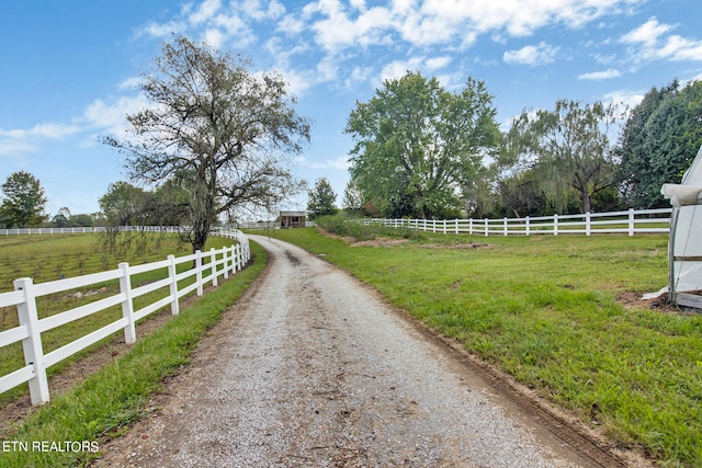 view of street with a rural view