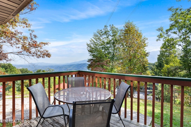 deck featuring a mountain view