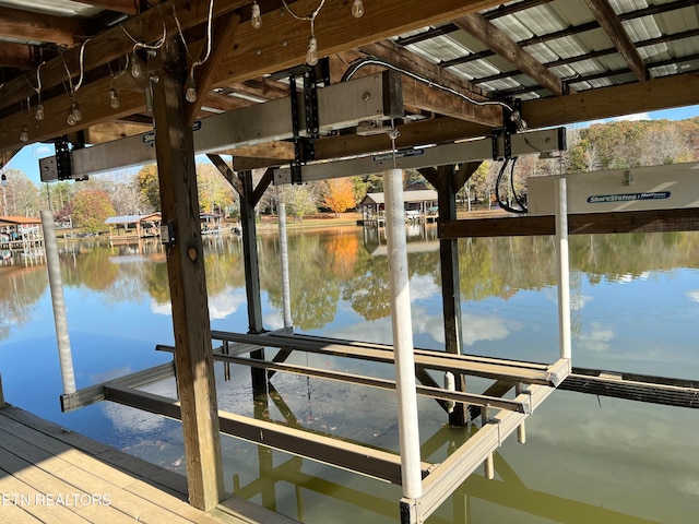 dock area featuring a water view