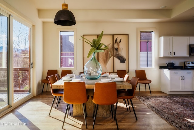 dining area featuring light hardwood / wood-style floors