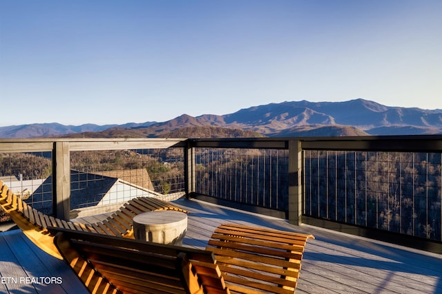 deck featuring a mountain view