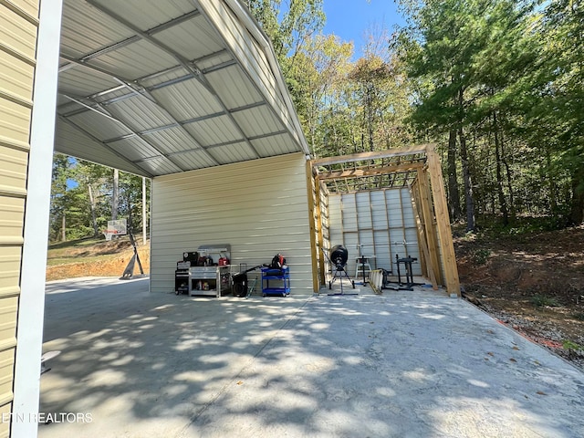 garage with a carport