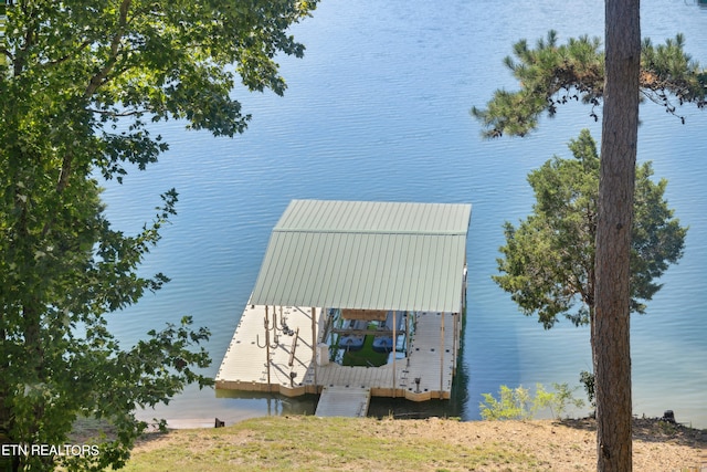 view of dock featuring a water view