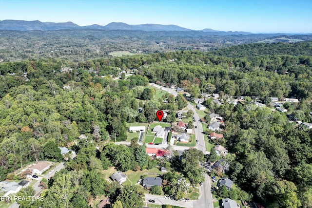 aerial view with a mountain view