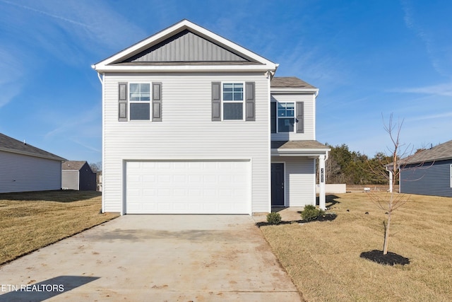 7821 Night Shade Ln, Knoxville, TN 37938 - traditional-style house featuring a front yard, a shingled roof, an attached garage, and driveway