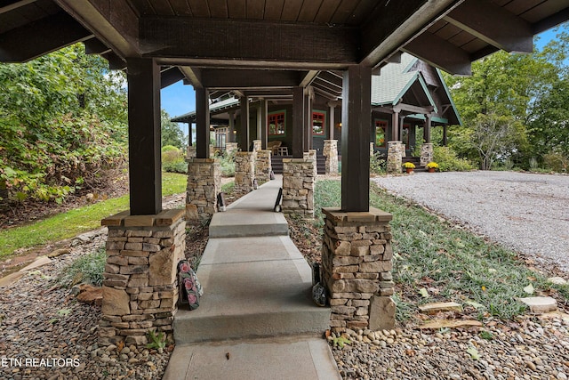 view of patio featuring a porch