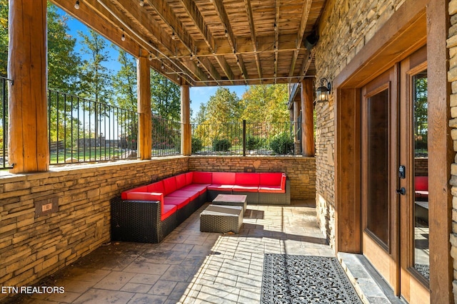 view of patio / terrace featuring an outdoor living space