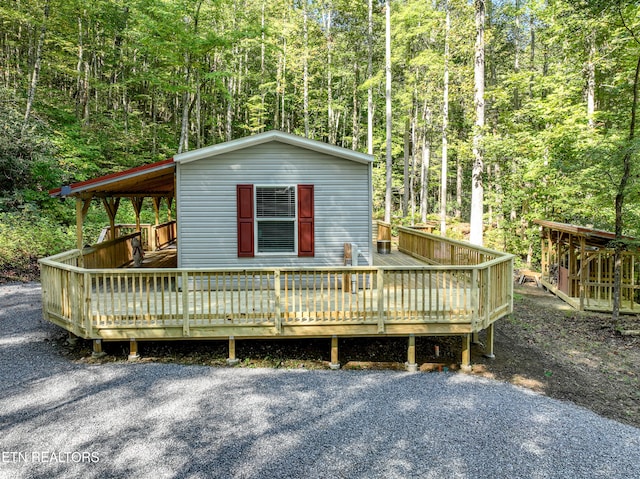 view of front of property with a deck