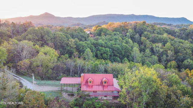 aerial view featuring a mountain view