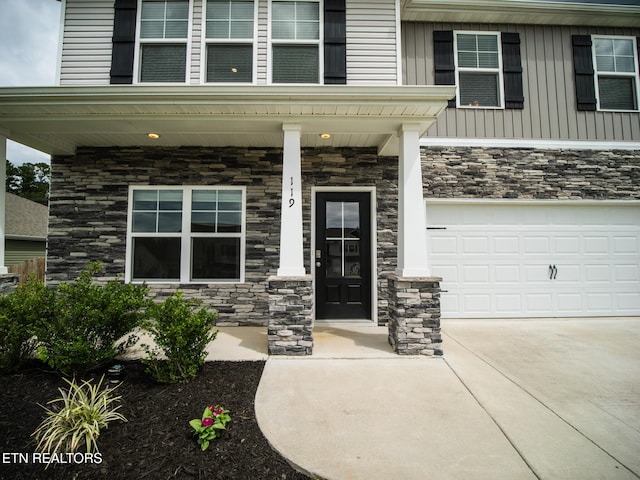 entrance to property with a garage