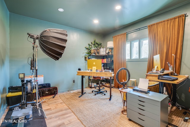 office area featuring light wood-type flooring