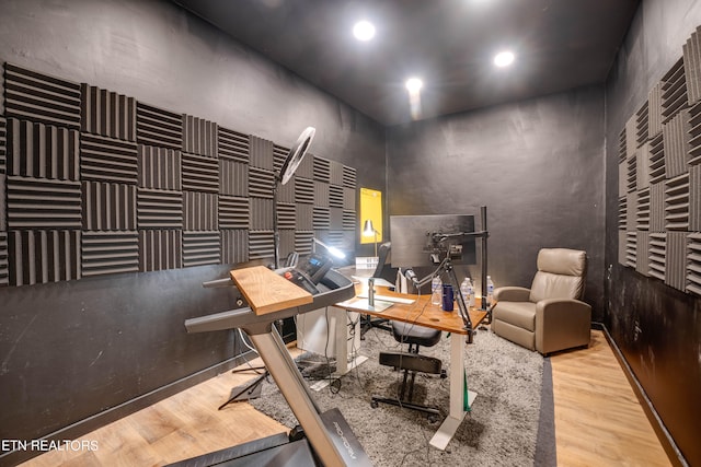 office area featuring hardwood / wood-style floors