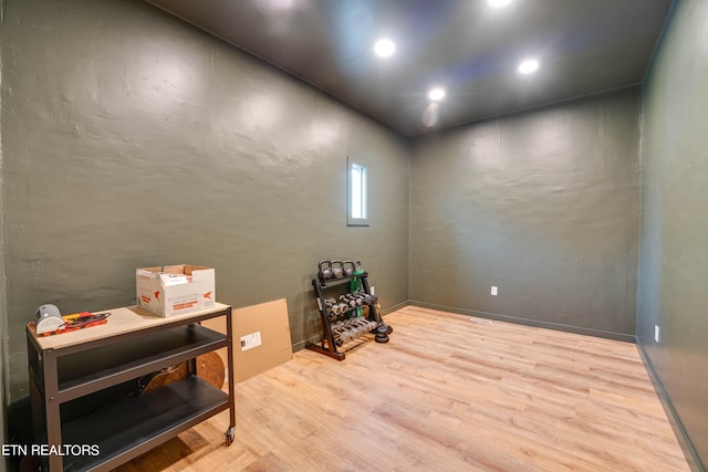 misc room with light hardwood / wood-style floors