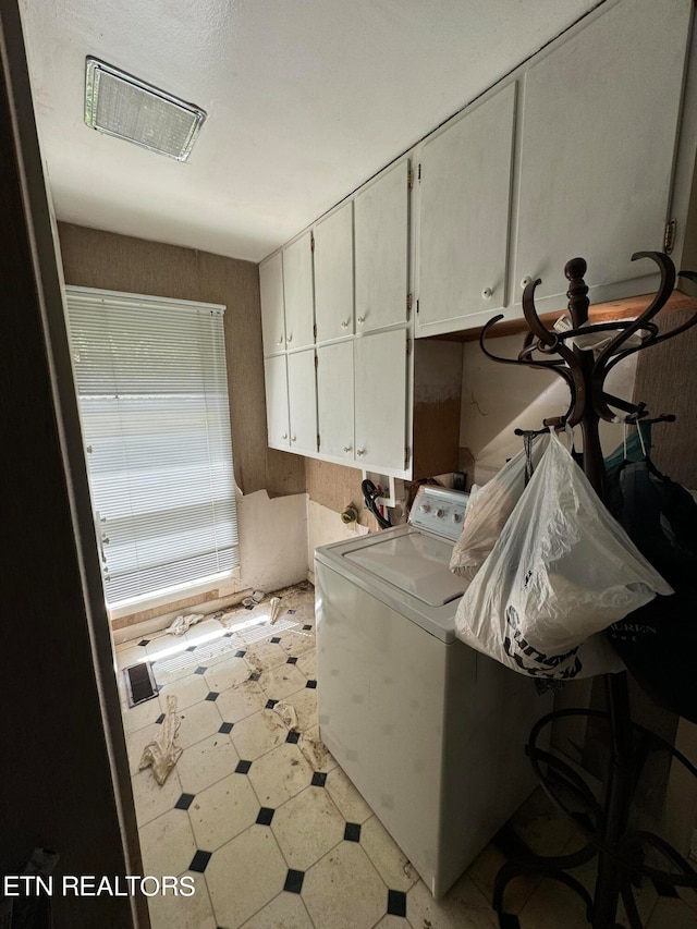 washroom featuring cabinets and washer / dryer