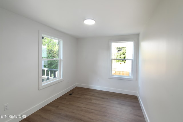 empty room featuring dark hardwood / wood-style floors and a wealth of natural light