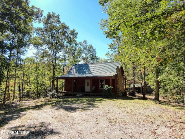 view of log home