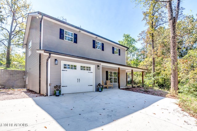 view of front facade featuring a garage