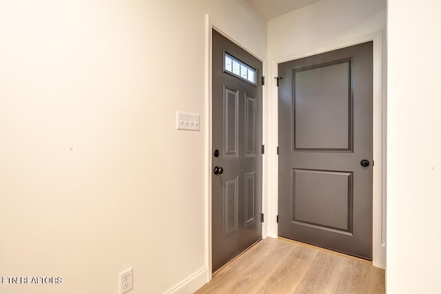 doorway to outside featuring light wood-type flooring