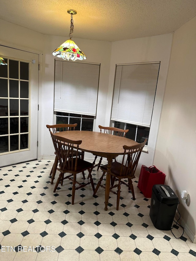 dining room featuring a textured ceiling