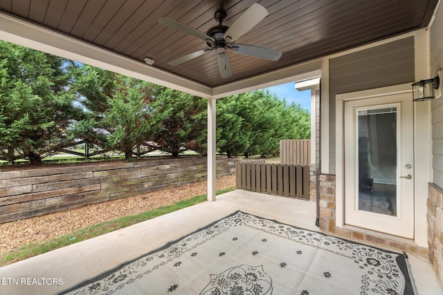 view of patio with ceiling fan