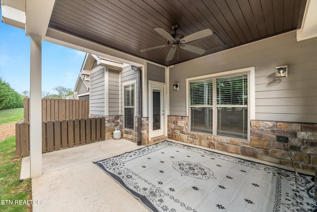 view of patio with ceiling fan