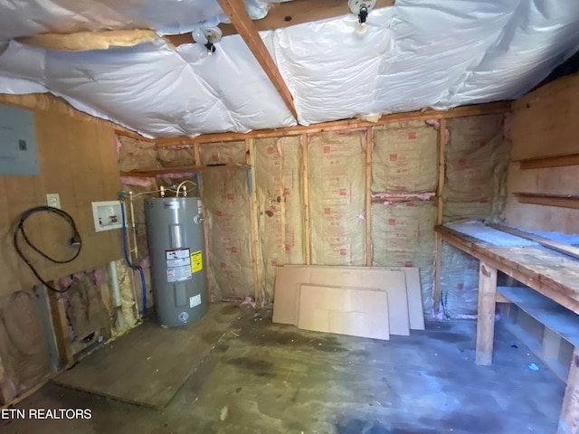 basement with electric water heater