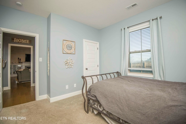 bedroom with carpet