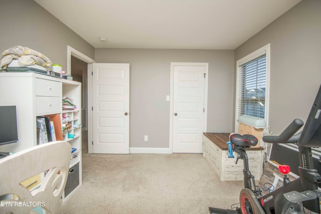 playroom with light colored carpet