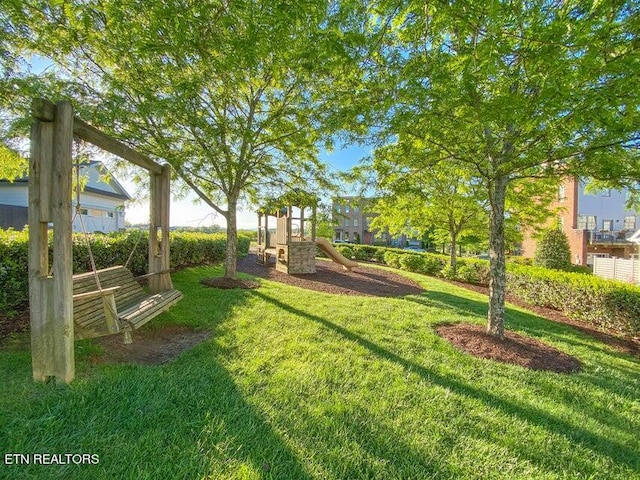 view of yard featuring a playground