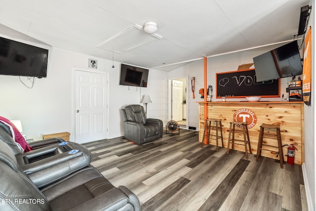 living room with hardwood / wood-style floors