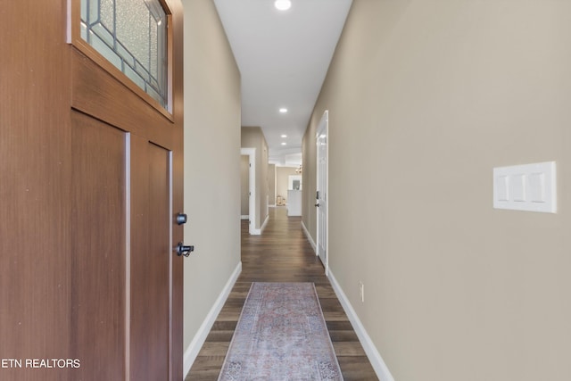 hall featuring dark hardwood / wood-style flooring